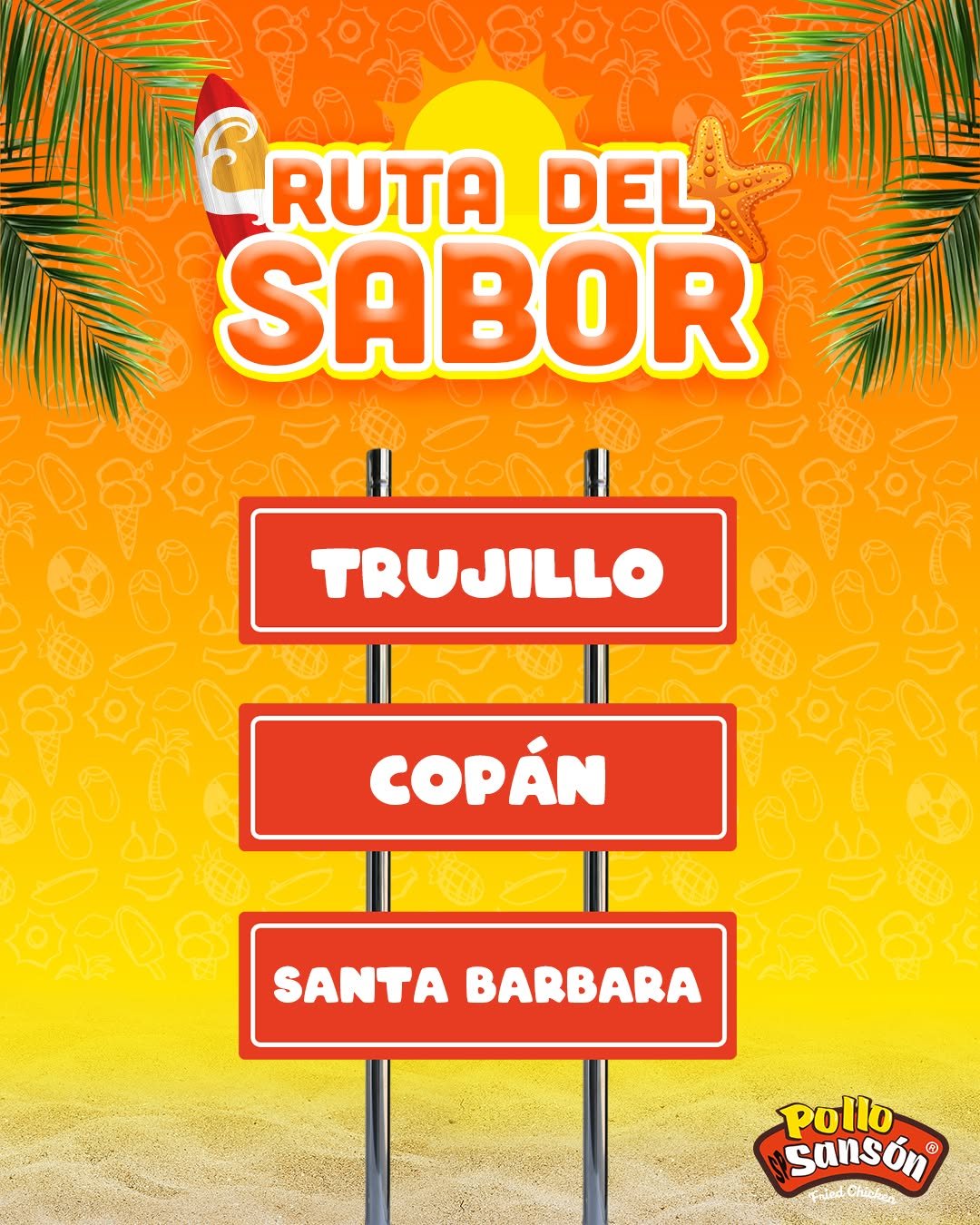 Arte de la Ruta del Sabor de Pollo Sansón